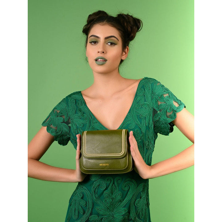 Odette Green Embroidered Formal Clutch