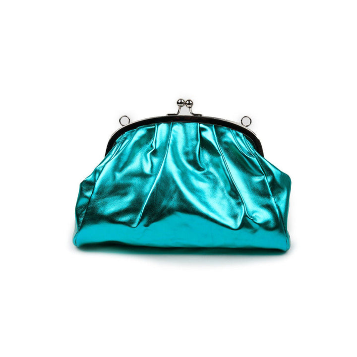 Odette Metallic Green Party Clutch