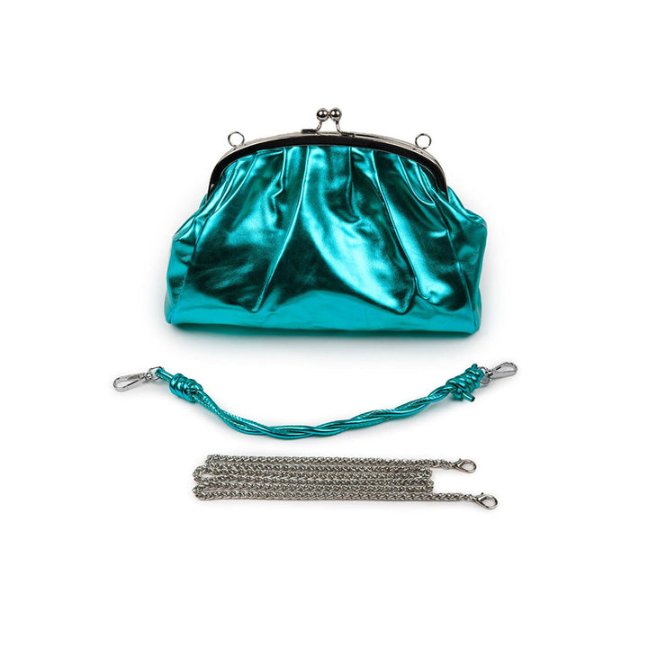 Odette Metallic Green Party Clutch