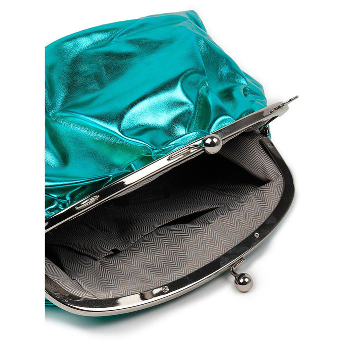 Odette Metallic Green Party Clutch