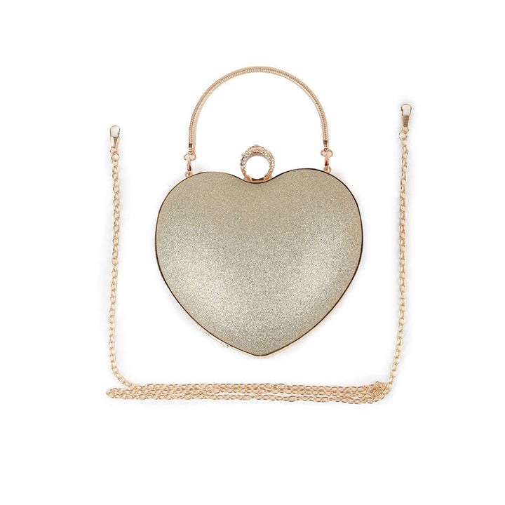 Odette Gold Heart Shaped Structured Clutch