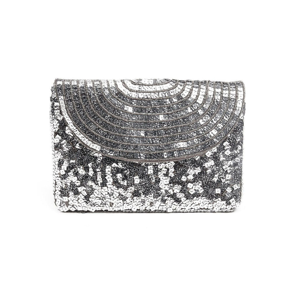 Odette Grey Sequence Envelope Clutch