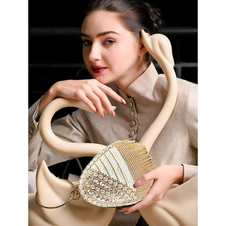 Odette Gold Egg Shape Crystal Clutch Bag