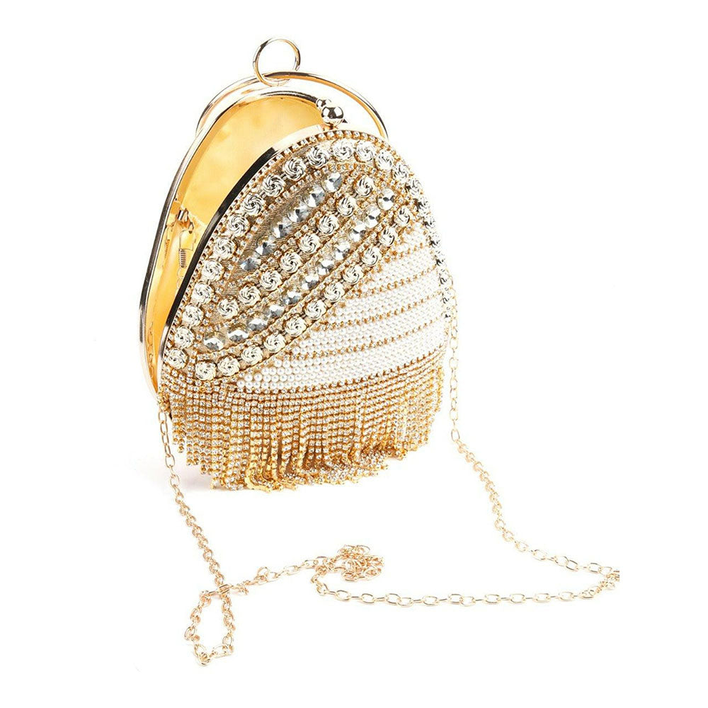 Odette Gold Egg Shape Crystal Clutch Bag