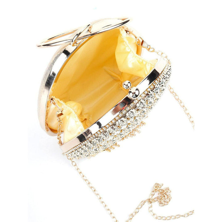 Odette Gold Egg Shape Crystal Clutch Bag