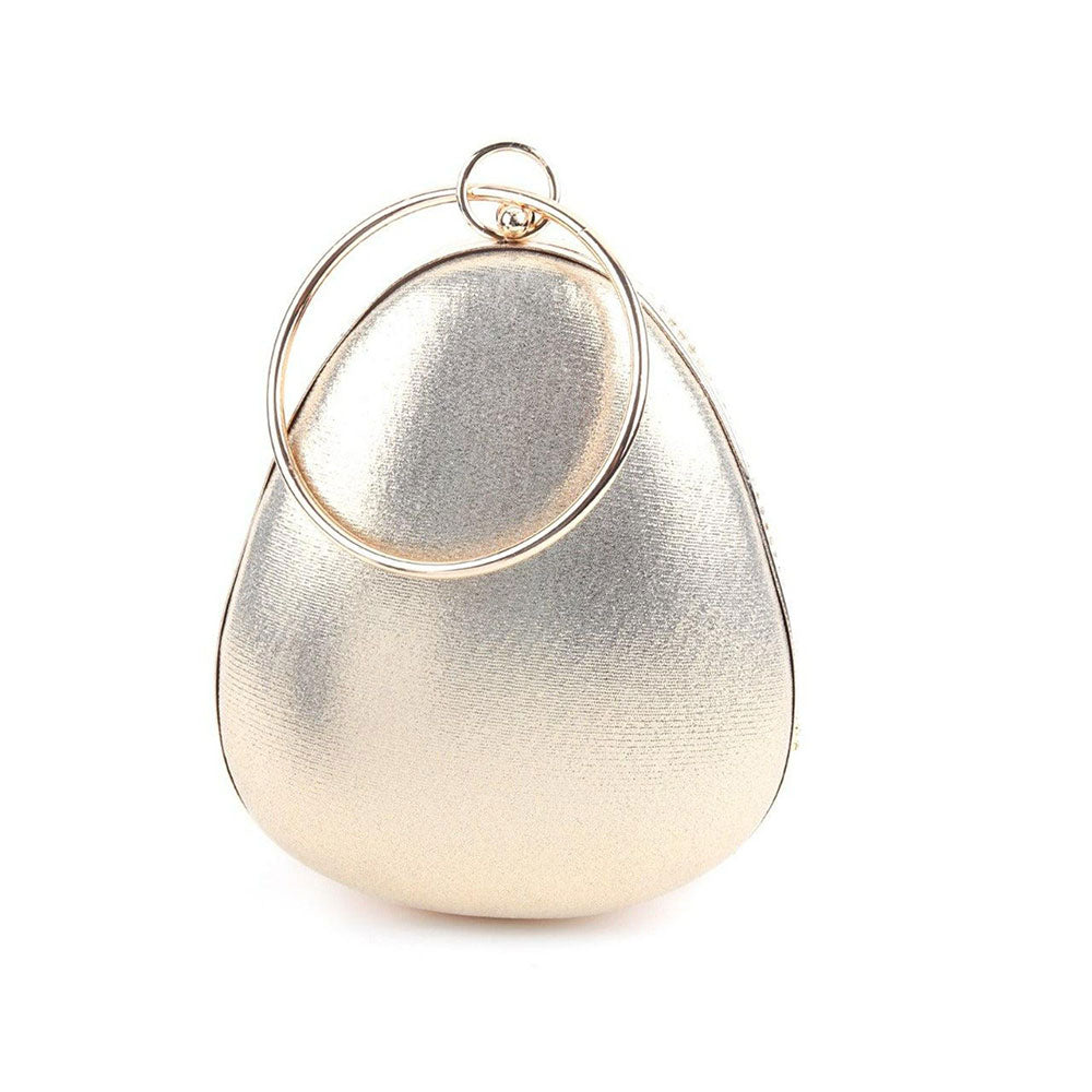 Odette Gold Egg Shape Crystal Clutch Bag