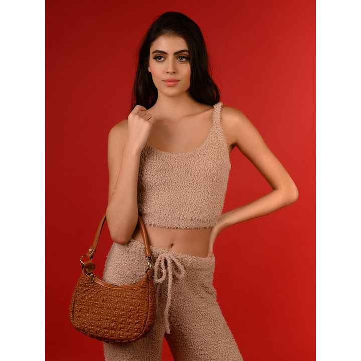 Odette Brown Textured Handbag