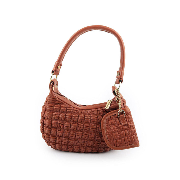 Odette Brown Textured Handbag