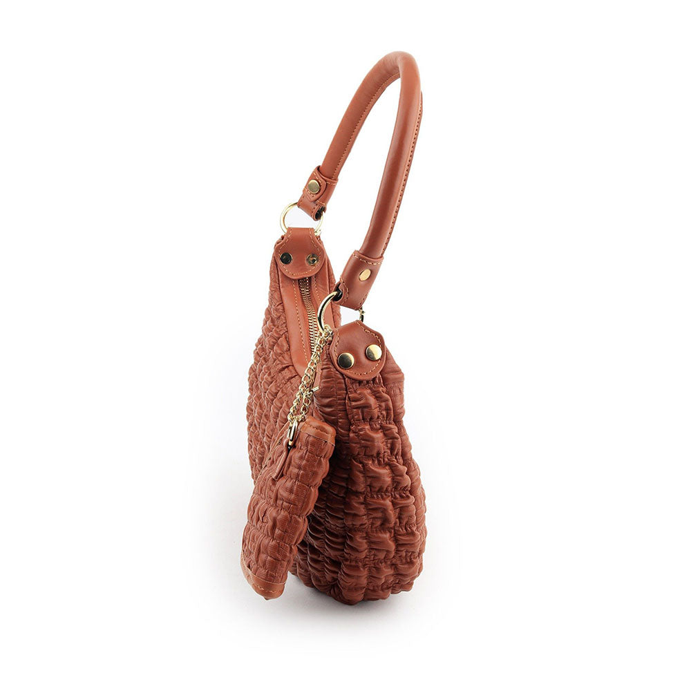 Odette Brown Textured Handbag