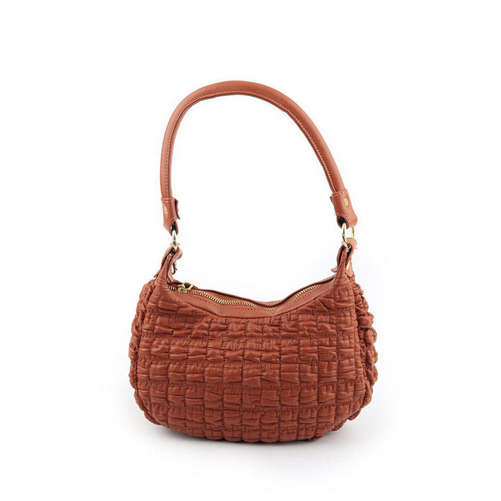 Odette Brown Textured Handbag