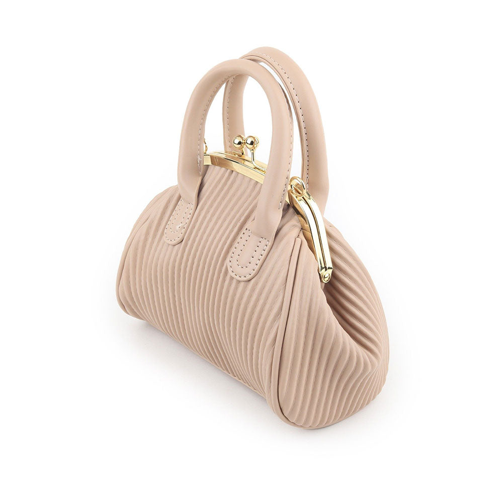 Odette Beige Textured Handbag