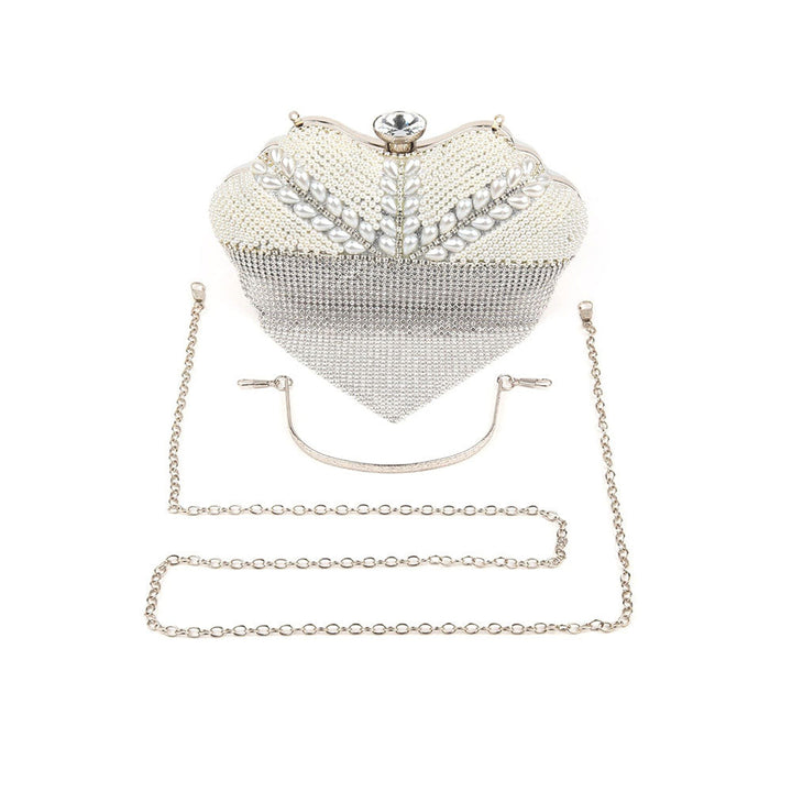 Odette Silver Color Bridal Embellished Clutch