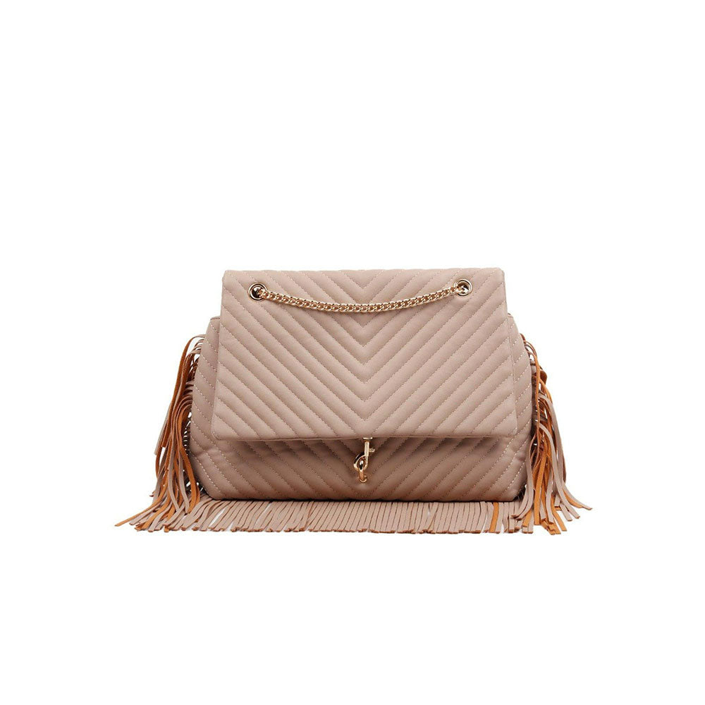 Odette Awe-Worthy Tasseled Beige Hand Bag