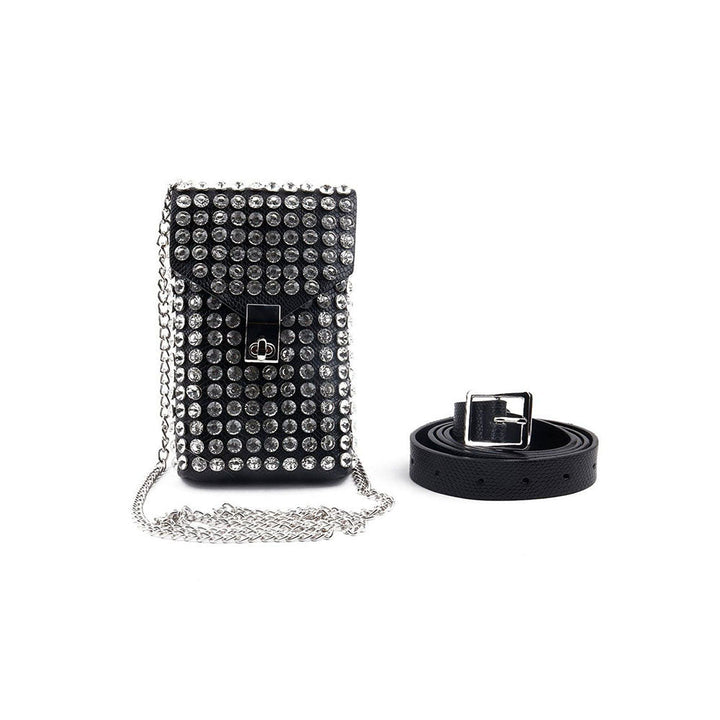 Odette Gorgeous Black Studded Belt Bag for Women