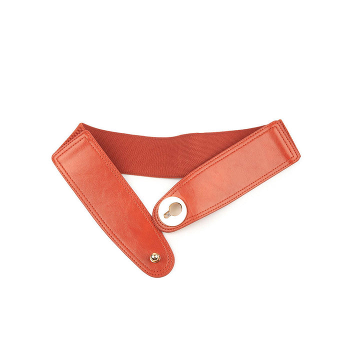 Odette Tan Elastane & Faux Leather Broad Belt