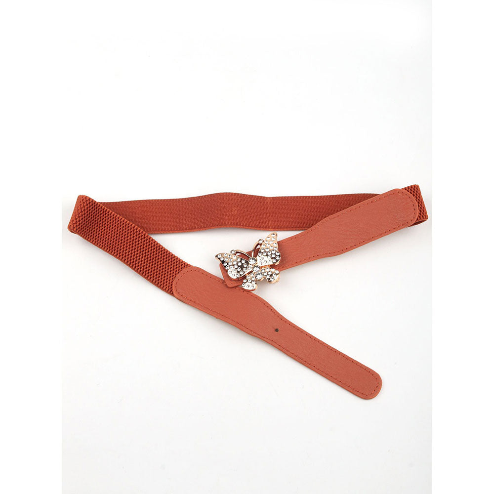 Odette Tan Elastane & Faux Leather Belt