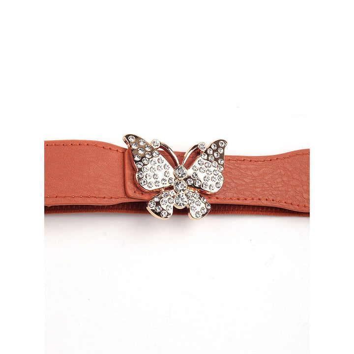 Odette Tan Elastane & Faux Leather Belt