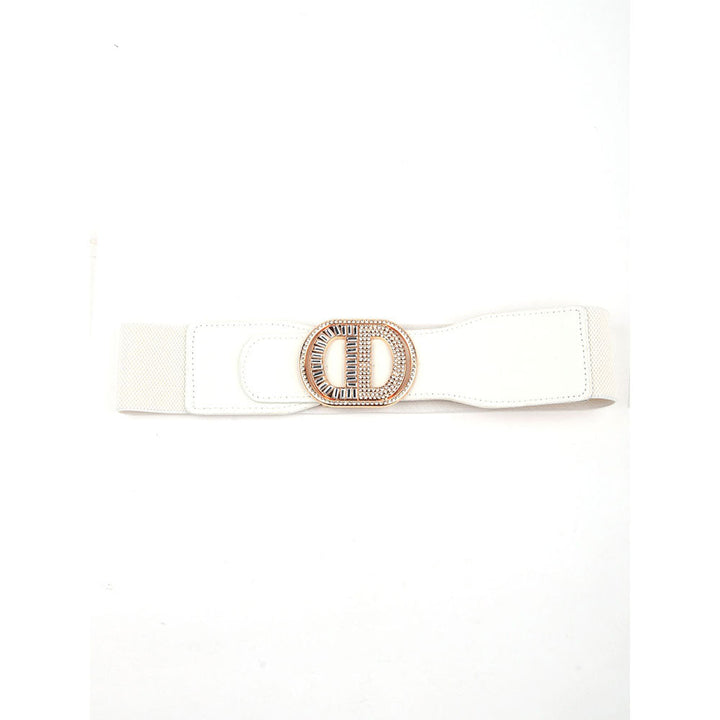 Odette White Elastane & Faux Leather Belt