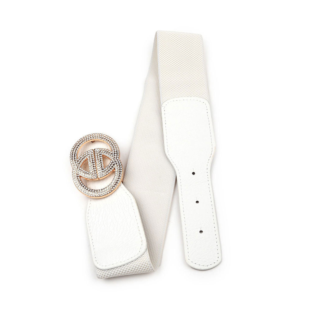 Odette White Elastane & Faux Leather Broad Belt