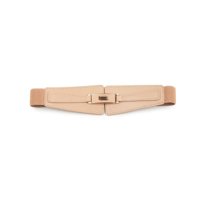 Odette Beige Elastane & Faux Leather Belt