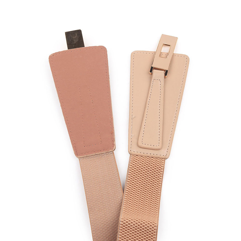 Odette Beige Elastane & Faux Leather Belt