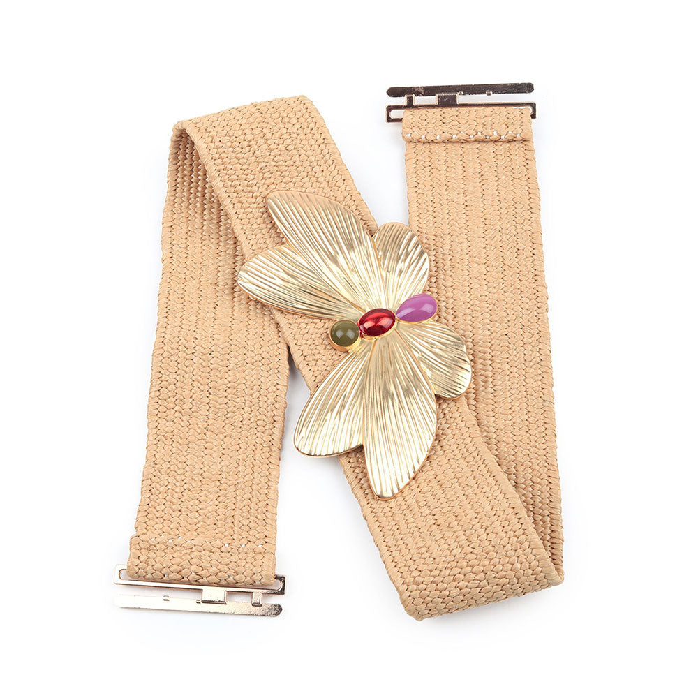 Odette Beige Elastane Embellished Belt