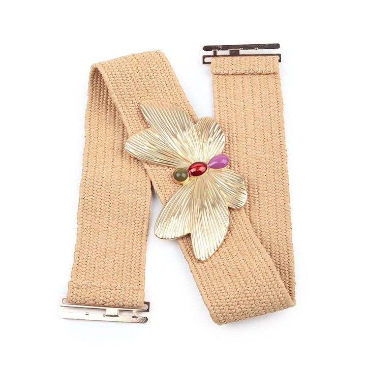 Odette Beige Elastane Embellished Belt