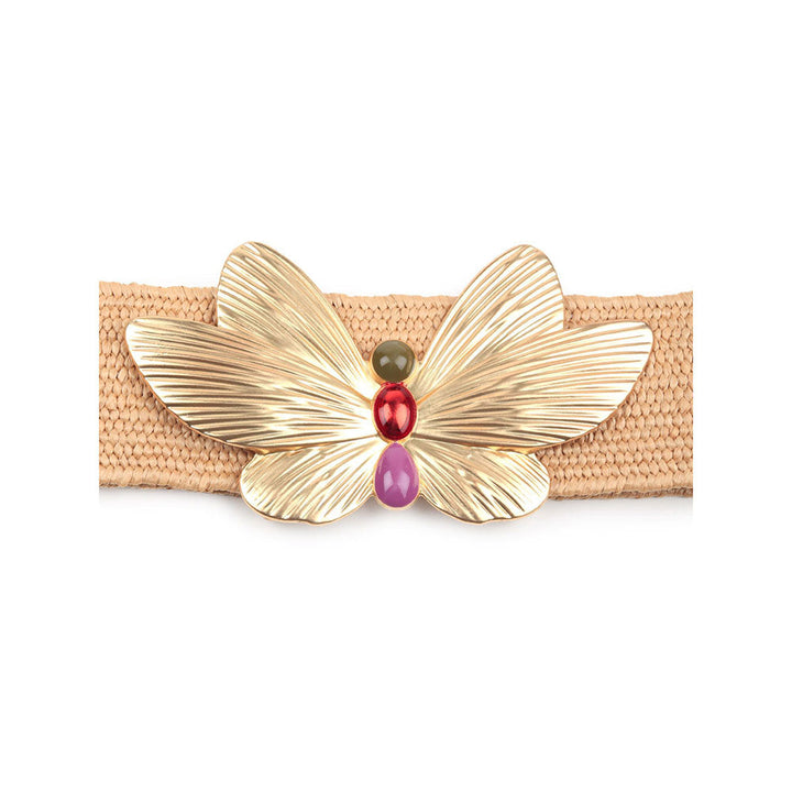 Odette Beige Elastane Embellished Belt