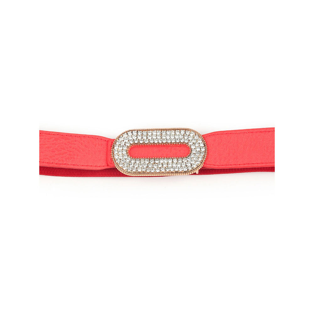 Odette Hi-Fashion Red Elastane Embellished Belt