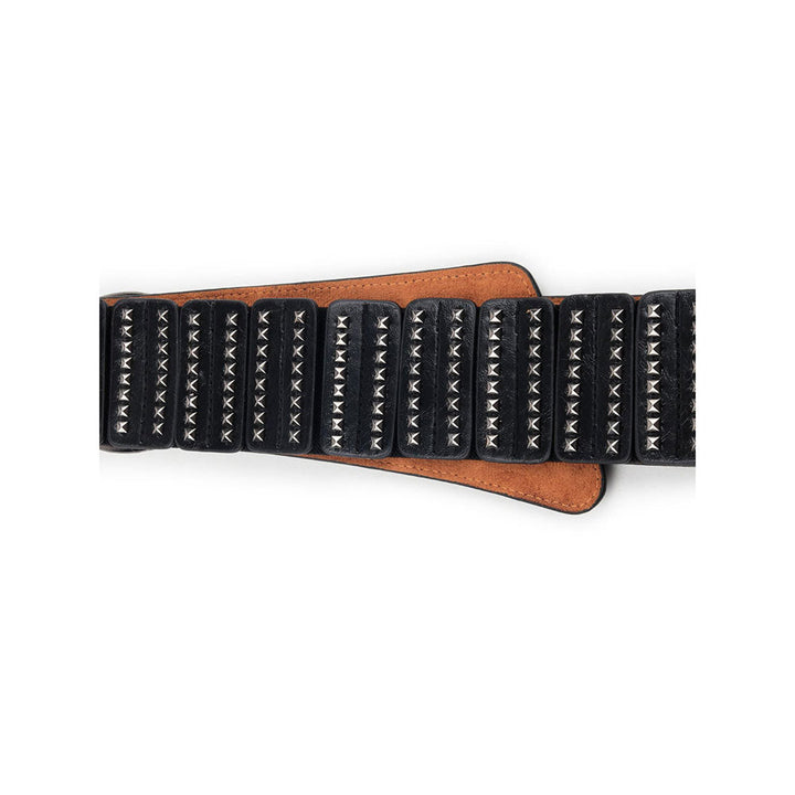 Odette Black Faux Leather Belt Embellished with Metal Details