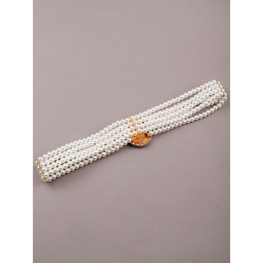 Odette Layered White Waist Belt for Women