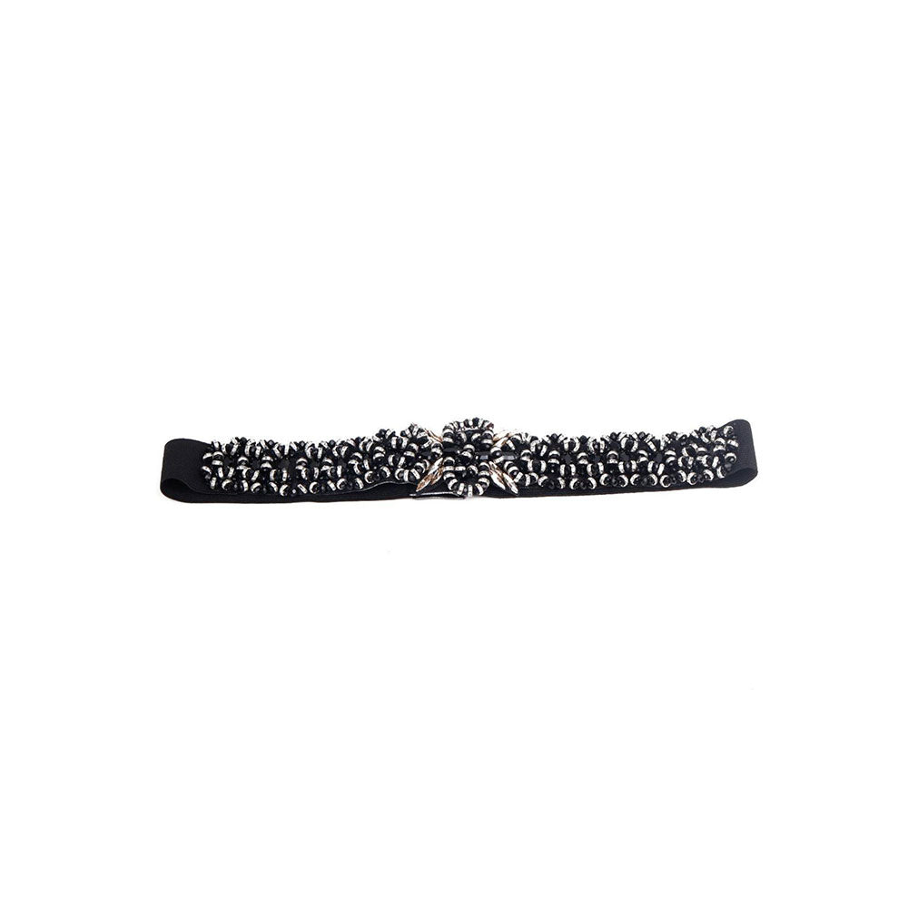 Odette Gorgeous Black Embellished Elastic Belt