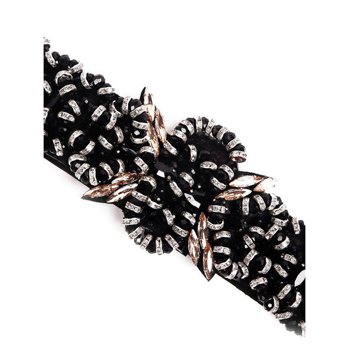 Odette Gorgeous Black Embellished Elastic Belt