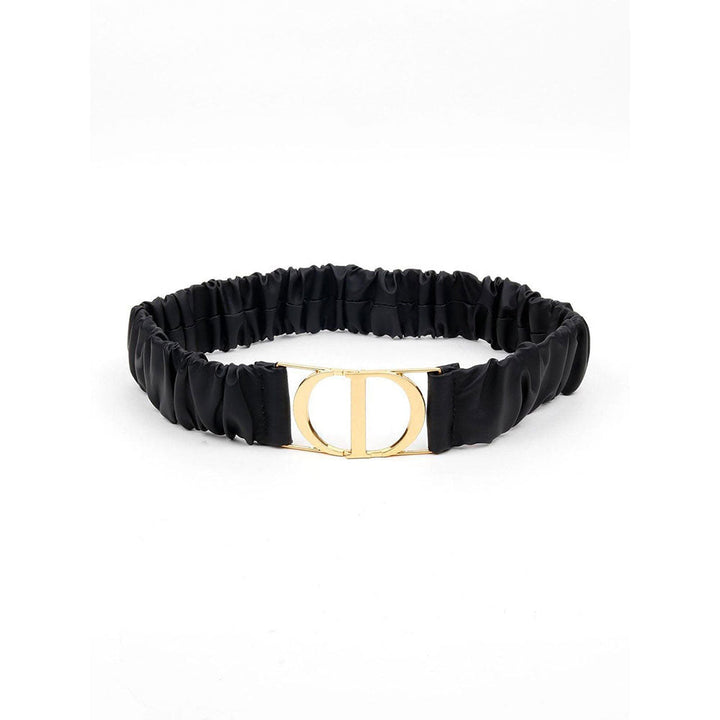 Odette Black Pleated with Golden Buckle Belt