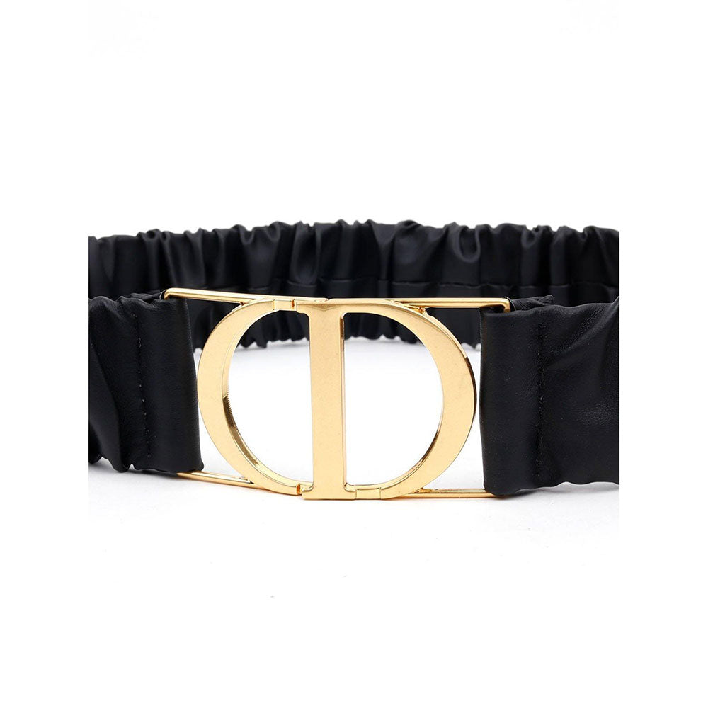 Odette Black Pleated with Golden Buckle Belt