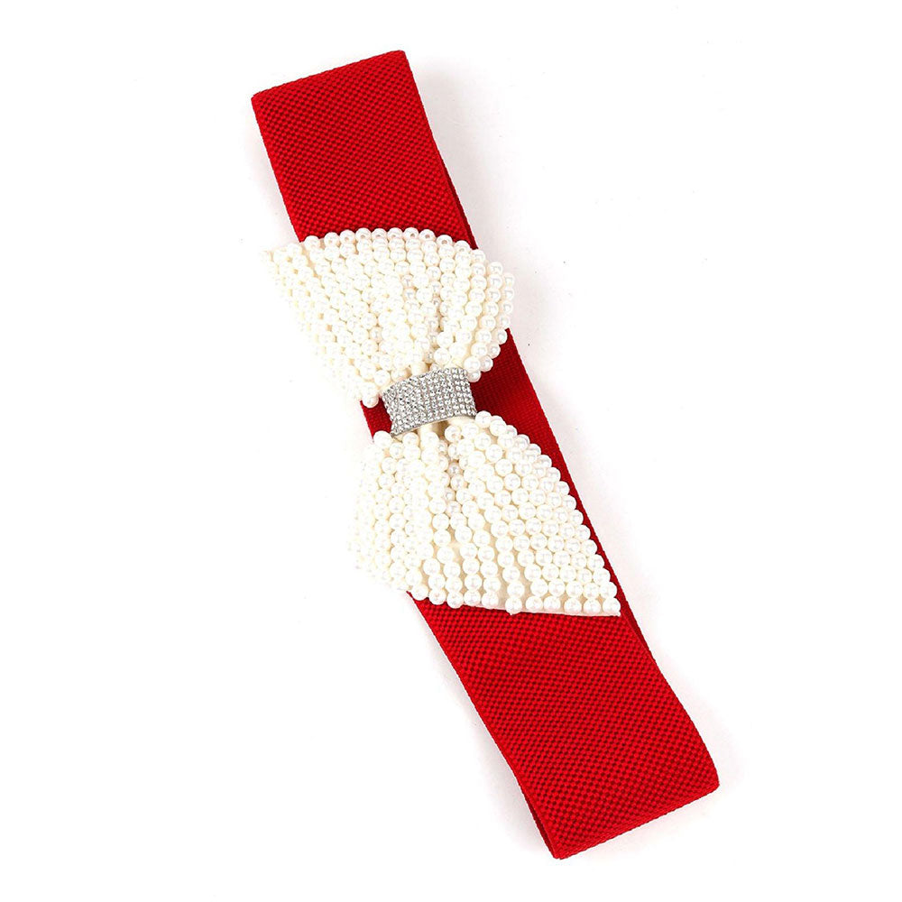 Odette Red Designer Pearly Bow Belt