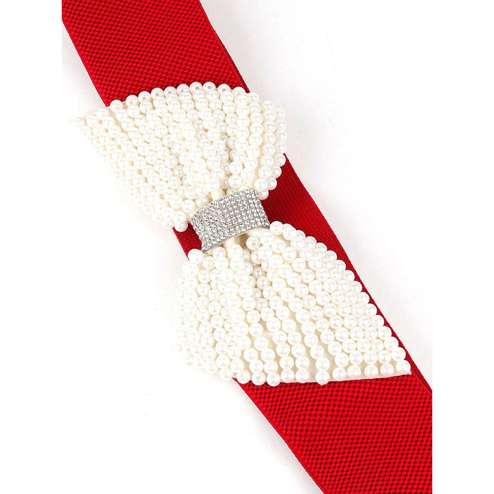 Odette Red Designer Pearly Bow Belt