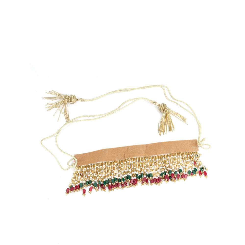 Odette Gold Fabric Tie-Able Tassel Belt