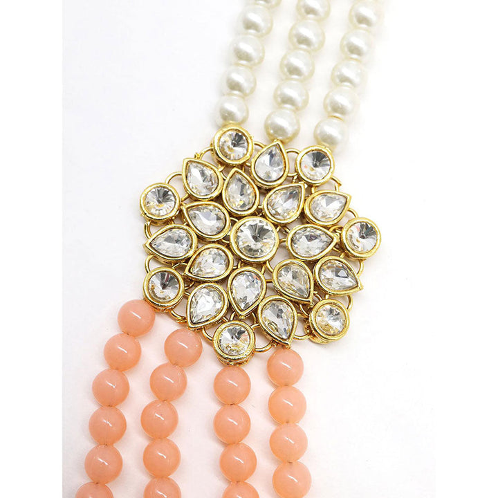 Odette Peach and Regular Faux Pearl Necklace with Earrings