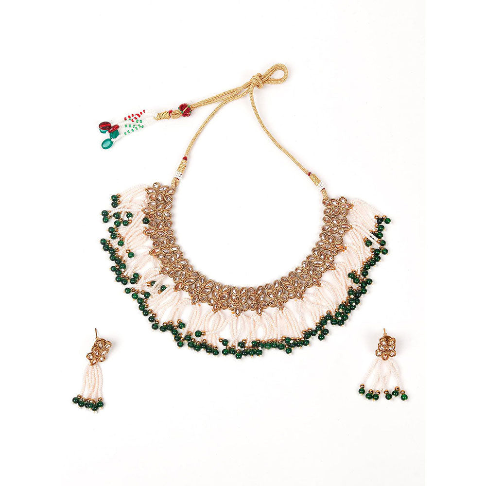 Odette Floral Kundan Pearl Choker with Earrings