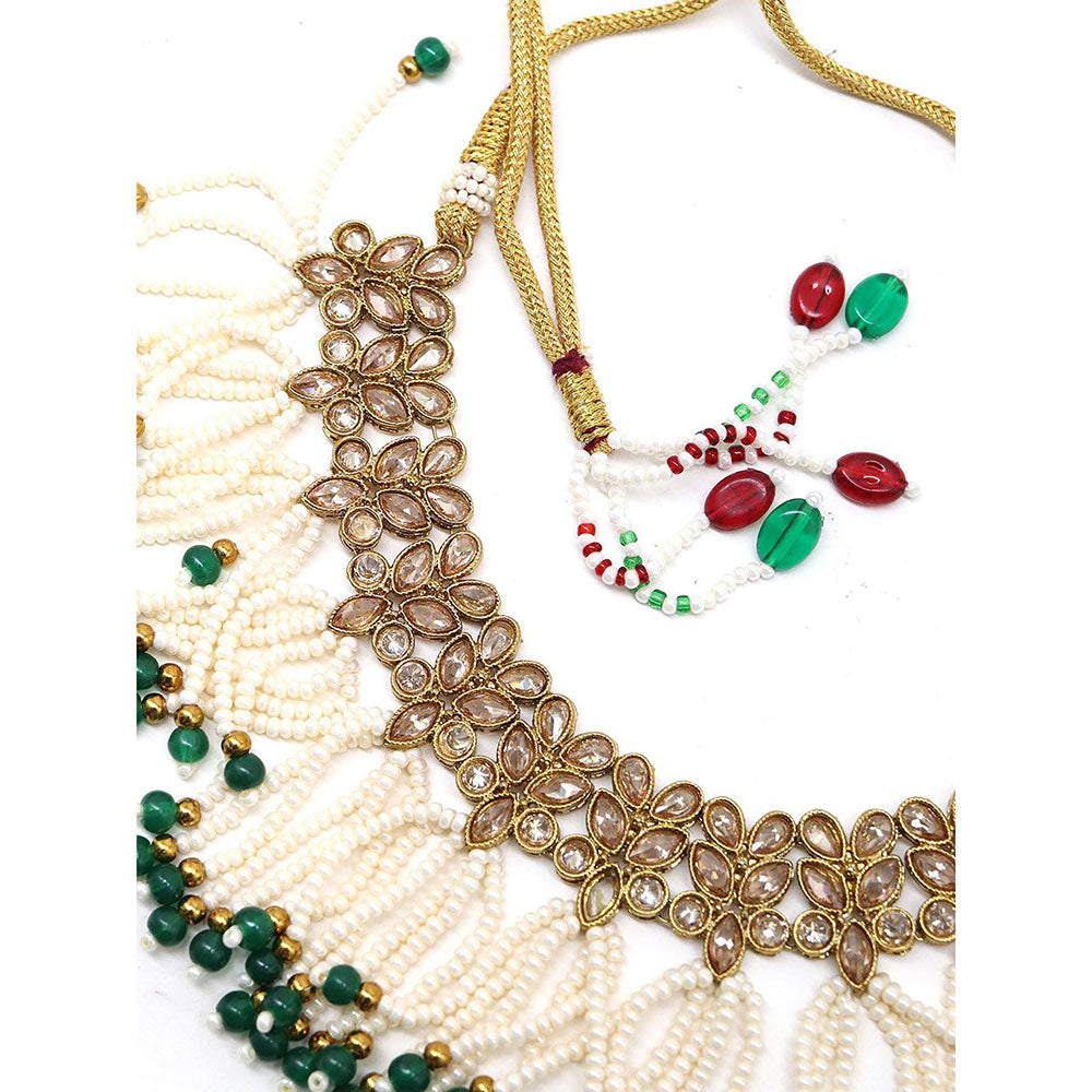 Odette Floral Kundan Pearl Choker with Earrings