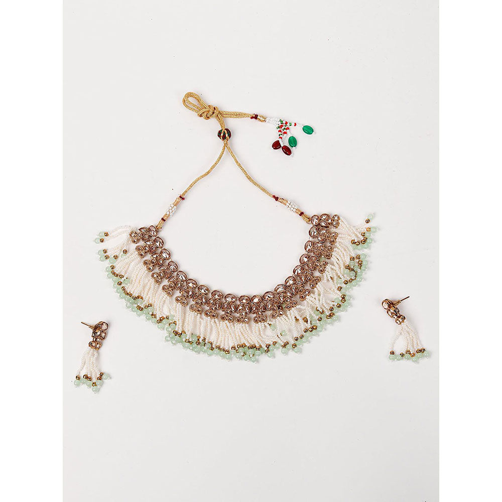 Odette Floral Kundan Pearl Choker with Earrings