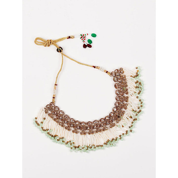 Odette Floral Kundan Pearl Choker with Earrings