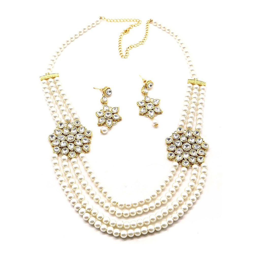 Odette Regular Attractive Faux Pearl Necklace with Earrings