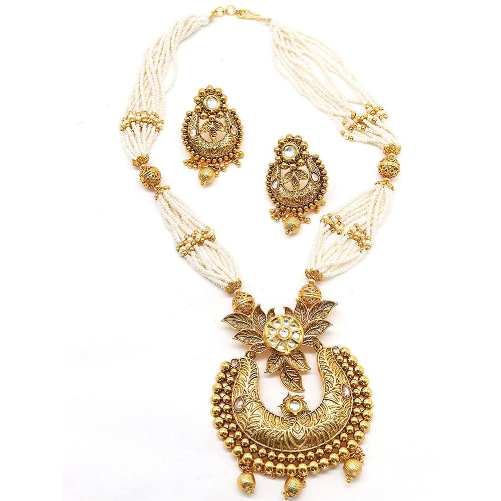 Odette Antique Dense Faux Pearl Necklace with Earrings