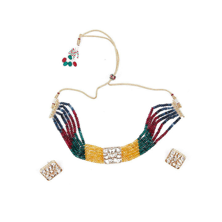 Odette Multicoloured Multi Layered Beaded Choker Necklace Set