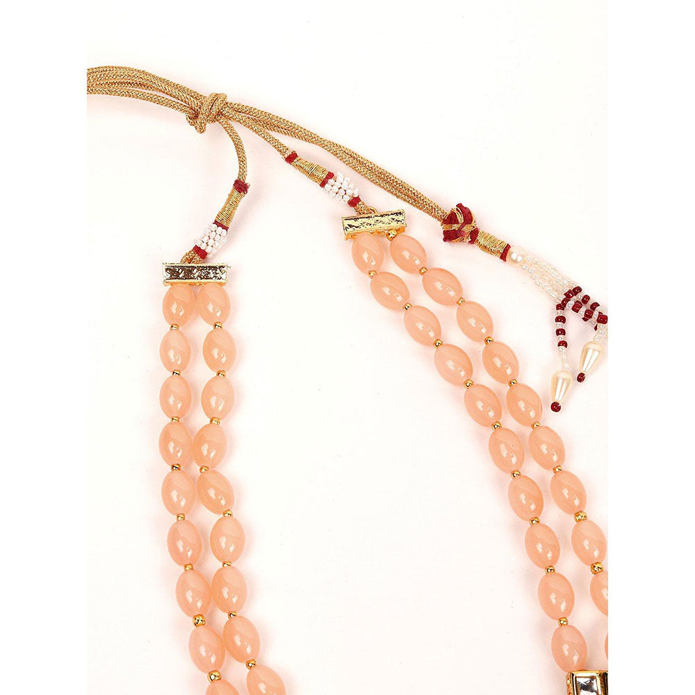 Odette Peach Beaded Pendant Necklace Set