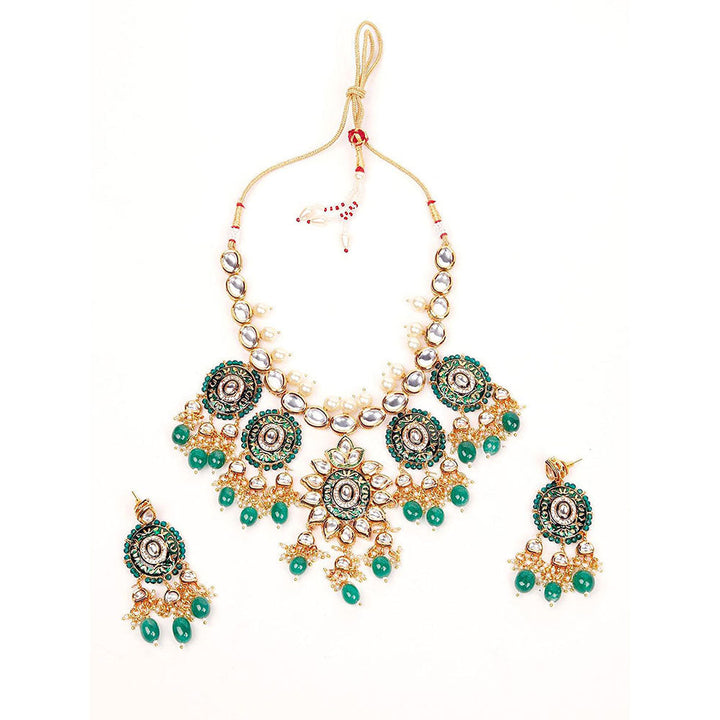 Odette Green Kundan Motif Detailing Jewellery Set