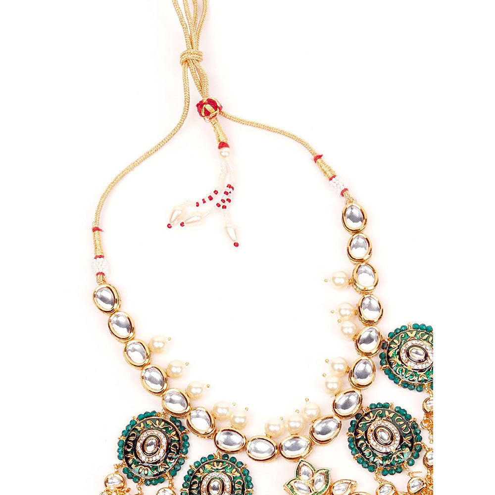 Odette Green Kundan Motif Detailing Jewellery Set