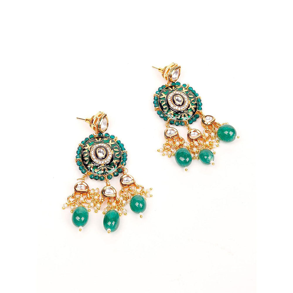 Odette Green Kundan Motif Detailing Jewellery Set